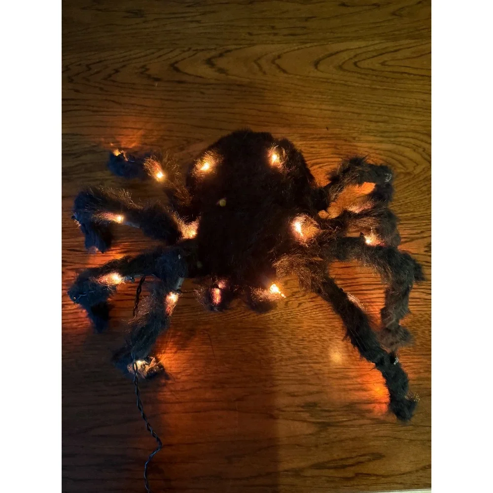 Target Halloween Orange Lighted Spider Black Fuzzy Decor 240 11 9583 2013